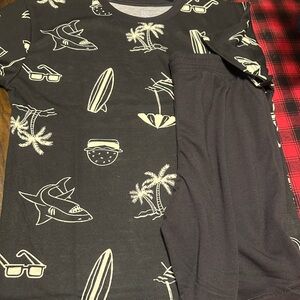 GAP Kids Black Pajama Set with Tropical Graphics